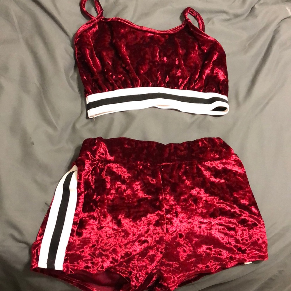 Matching two piece outfit.